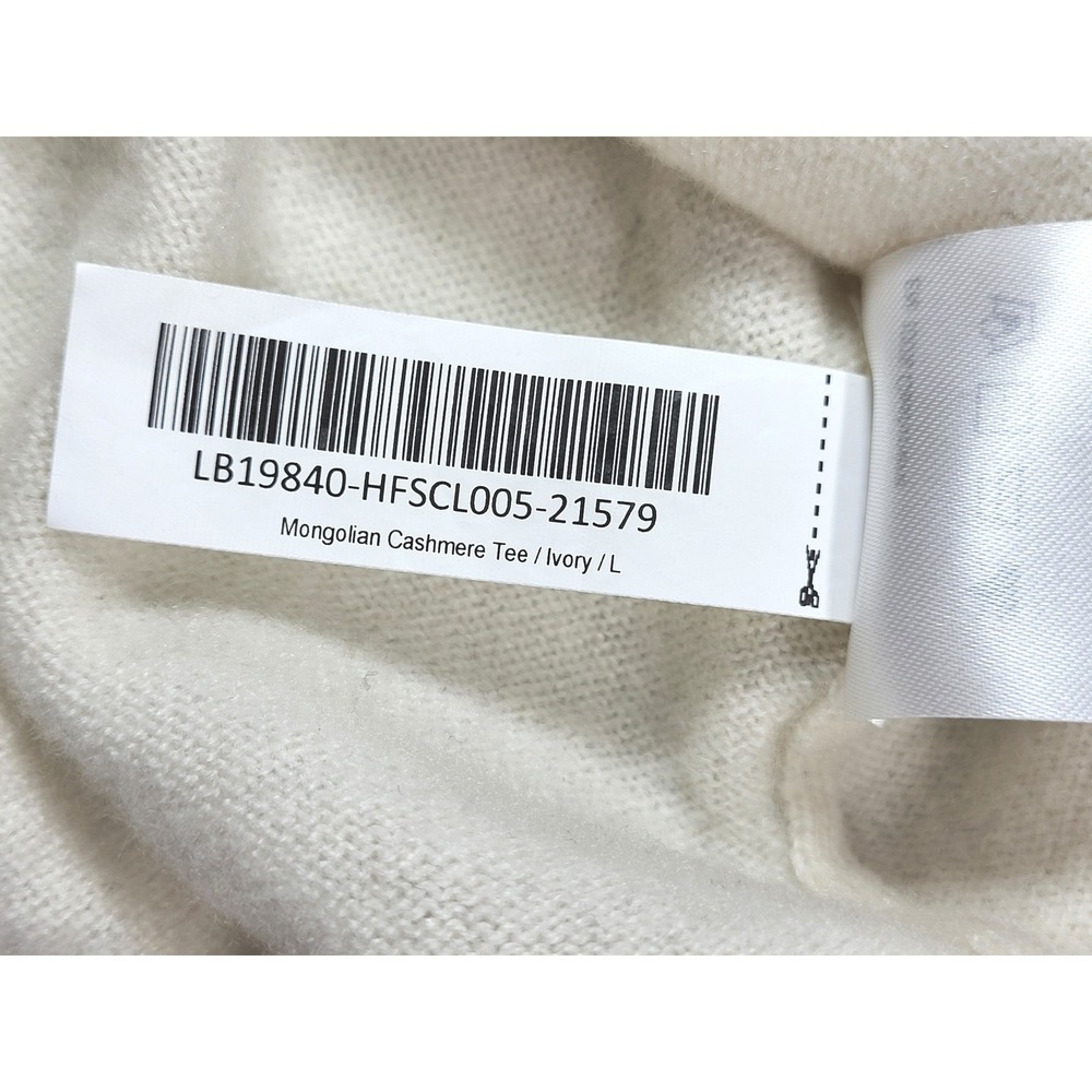 Quince Mongolian Cashmere Tee Ivory Short Sleeve Crew Neck Sweater Large Office - Picture 8 of 9